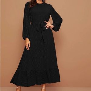 Shein Black Swiss Dot Maxi Length Dress Size XL